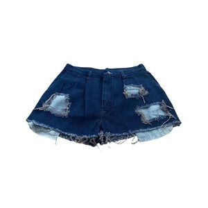 Wrangler Riata Women's Blue Light Wash Pull-On Ripped Denim Jeans Short